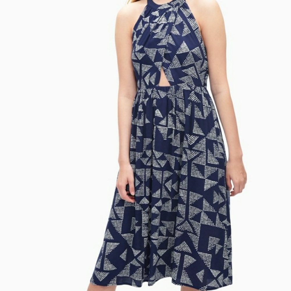 NWT Splendid Blue Batik Print Halter Dress Size Medium NWT
